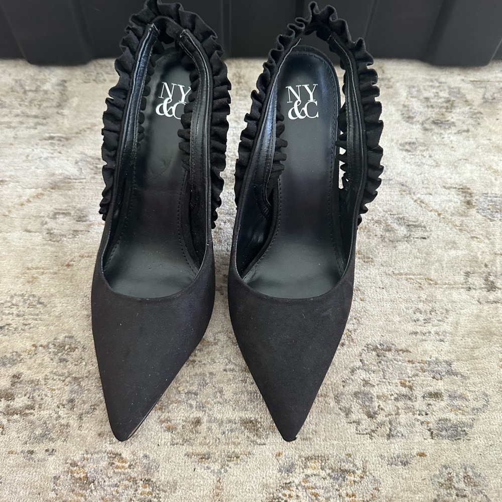 New York & Company Elegant Black Ruffle Heels